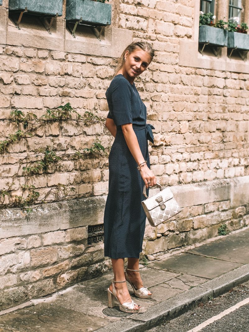 navy jumpsuit wedding guest